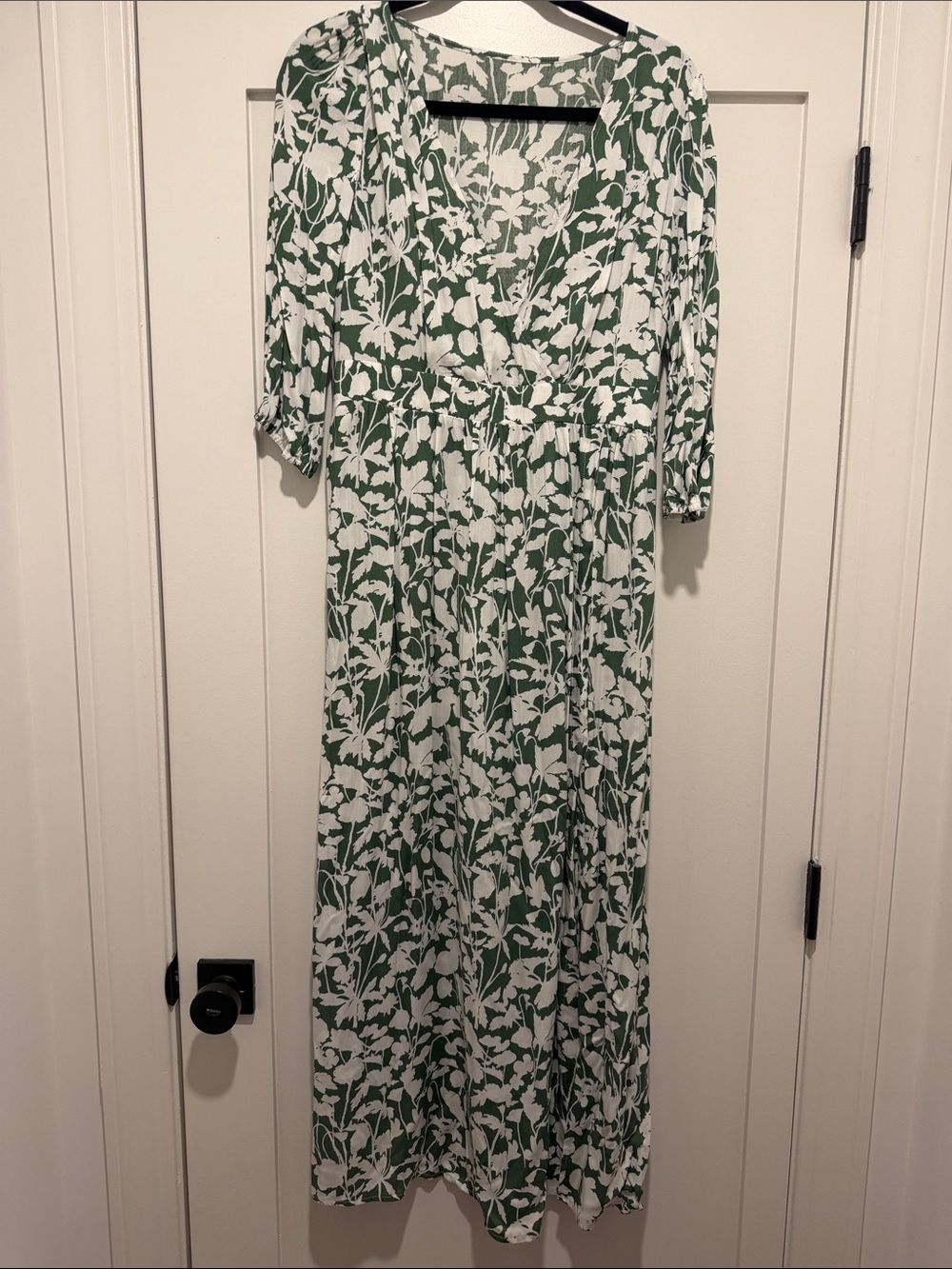 Green and White Floral Maxi Dress - Women